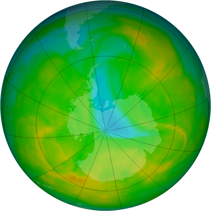 Antarctic ozone map for 24 November 1982